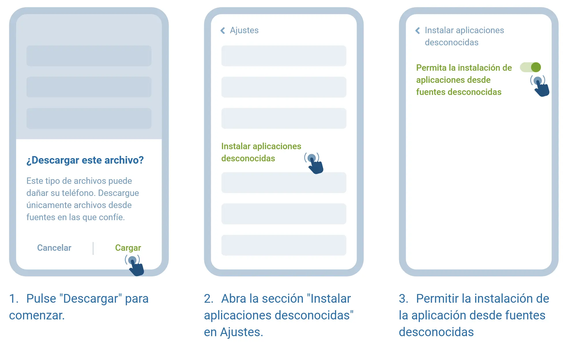 Aplicación 1xBet en Android. Pasos 1 a 3