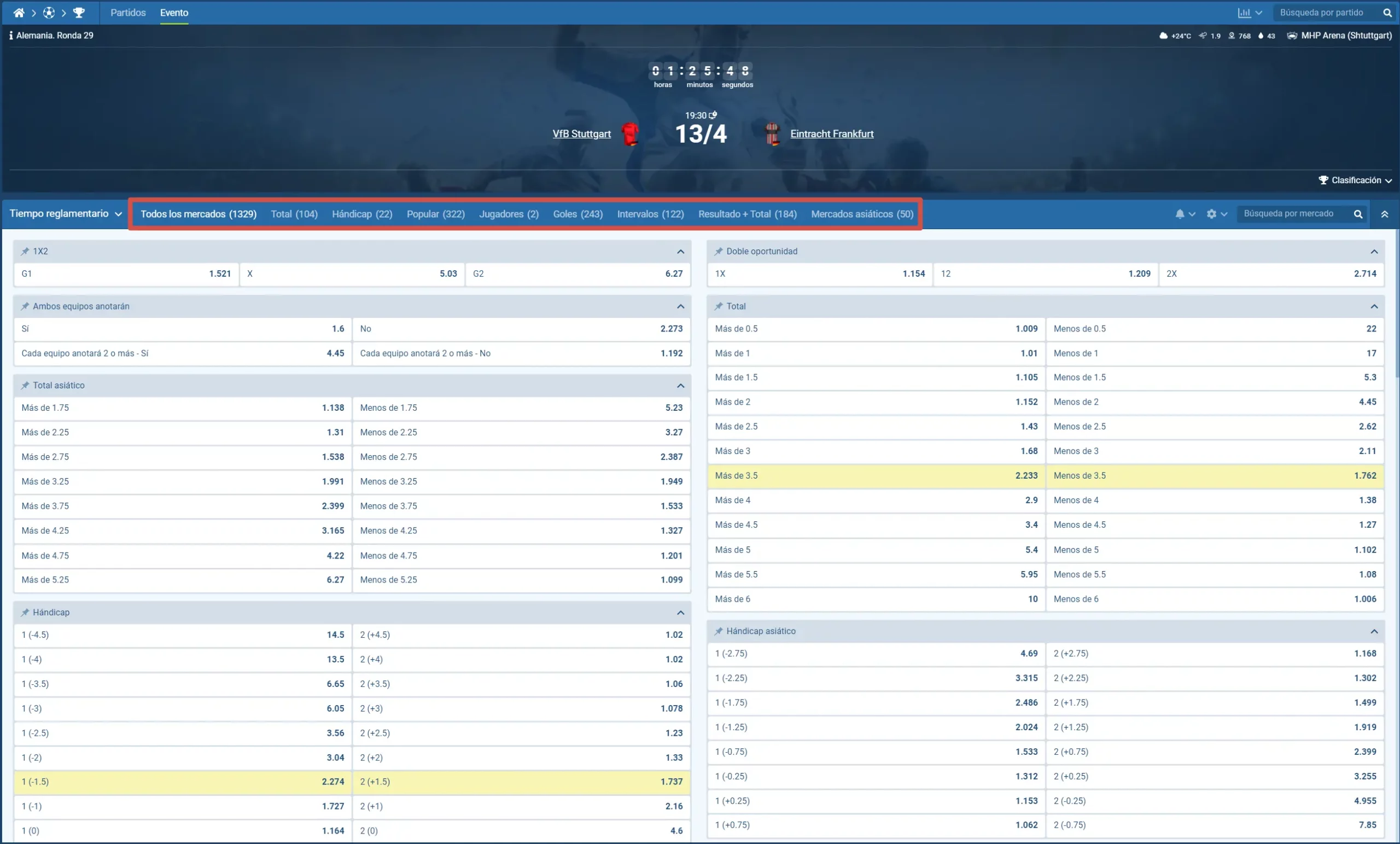 Tipos de apuestas 1xBet