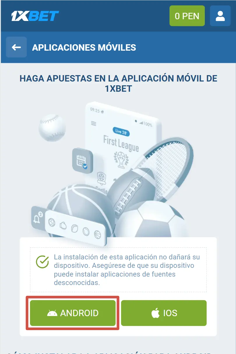 1xBet apk Instalar