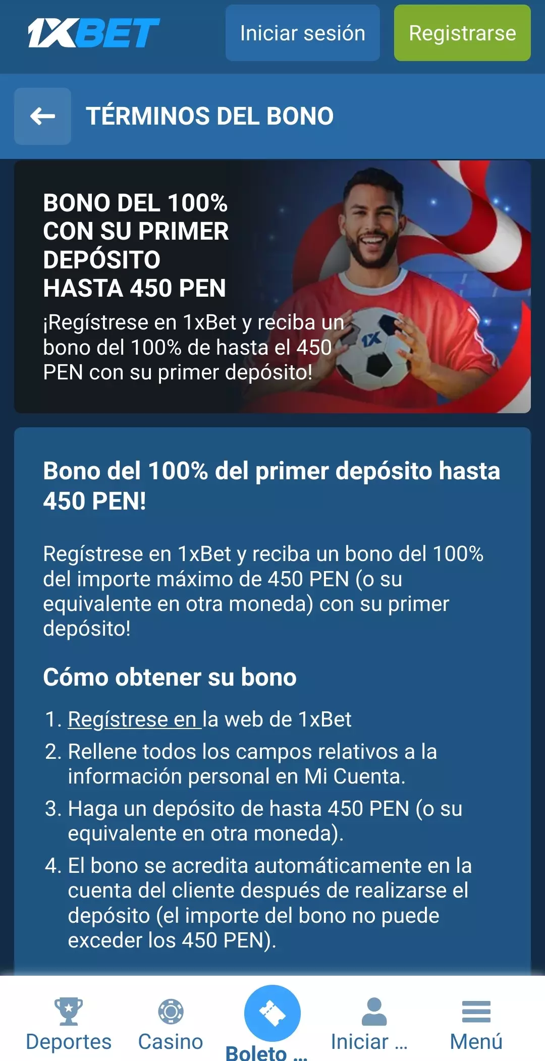 Bono por el primer depósito 1xBet