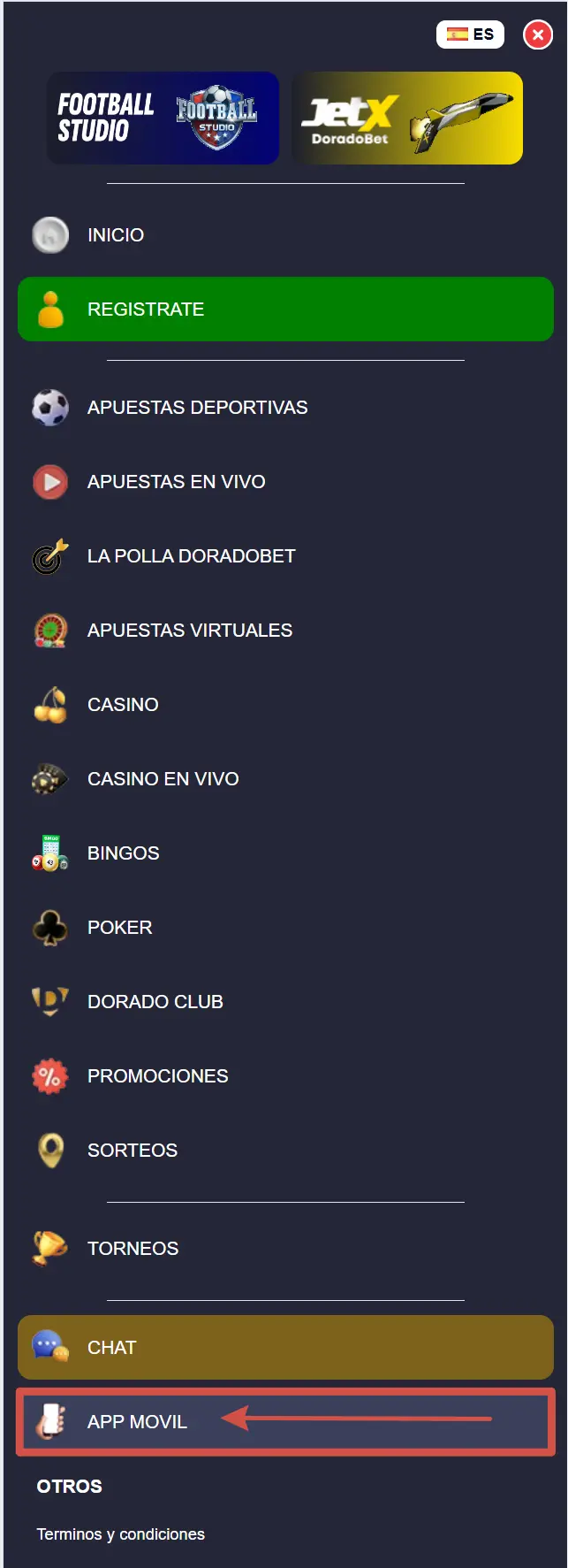 Aplicación Doradobet