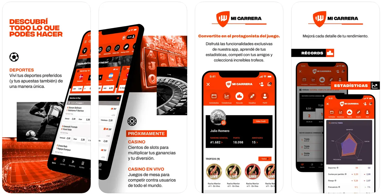 Aplicación móvil Betwarrior Aplicación móvil Betwarrior