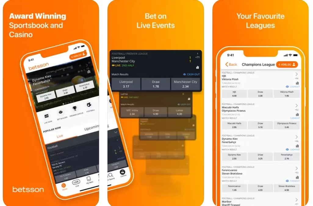 Aplicación móvil de Betsson para iOS