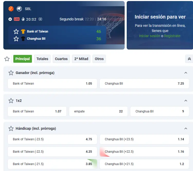 Apuestas de baloncesto en 20Bet