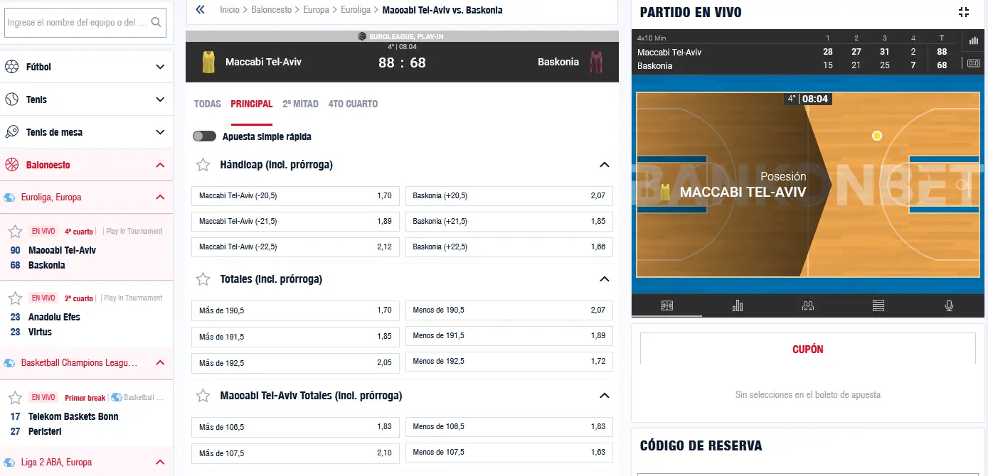 Apuestas de baloncesto en Bankonbet