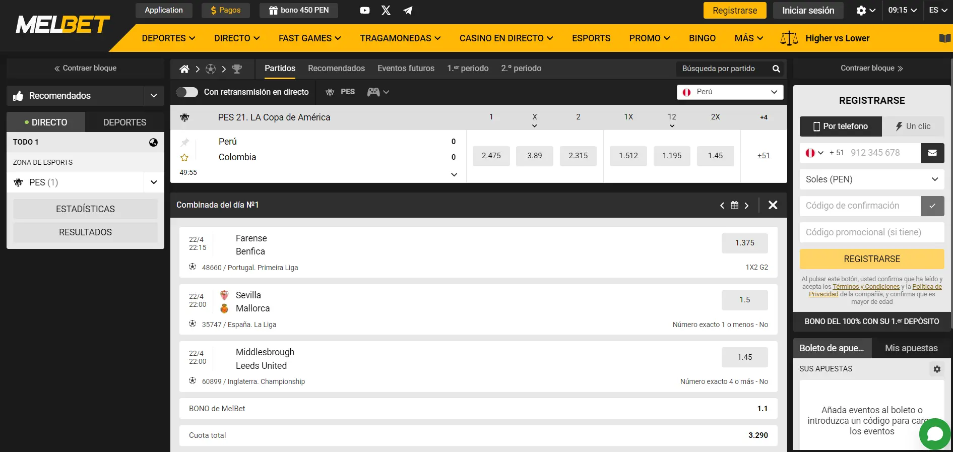 Apuestas en directo en MelBet