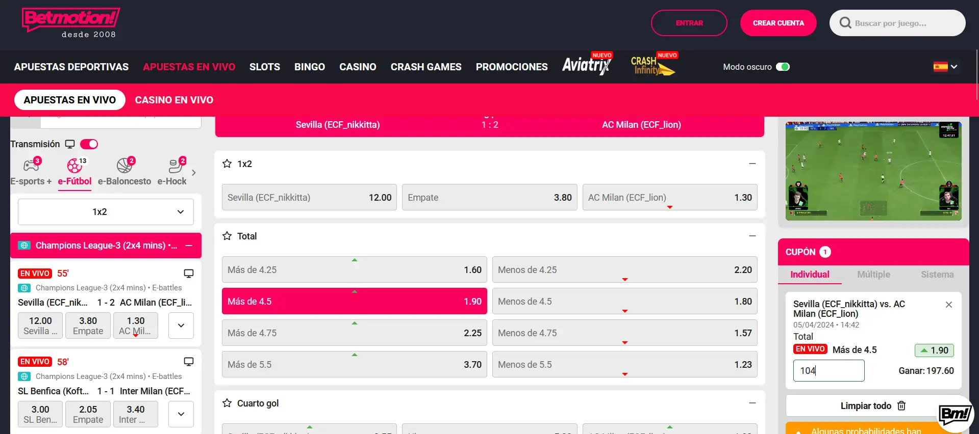 Apuestas en vivo Betmotion Apuestas en vivo Betmotion