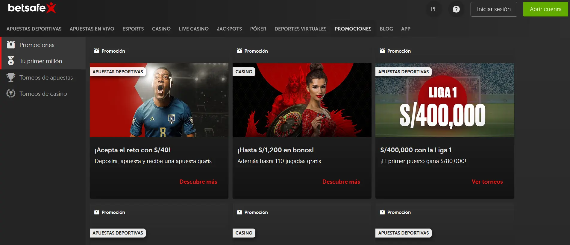 Bonificaciones en Betsafe