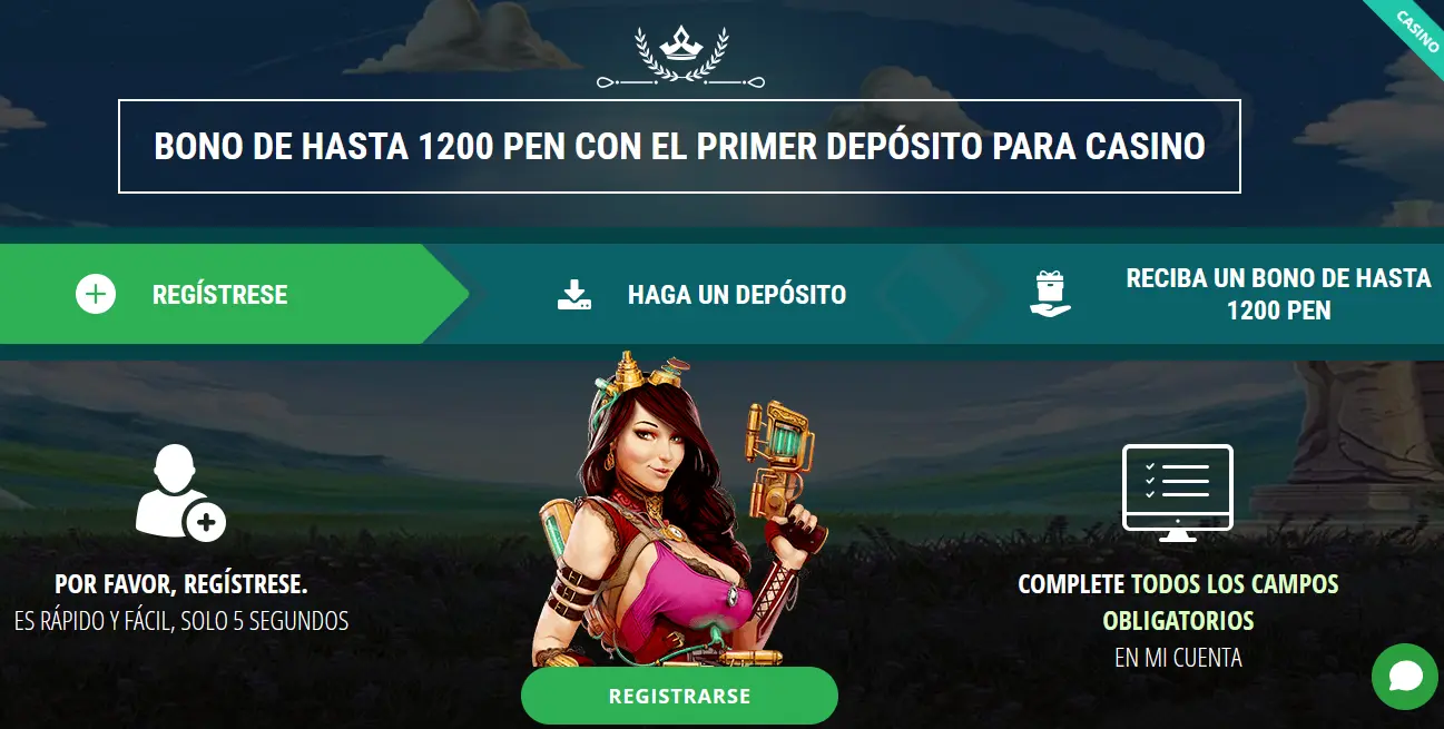Bono de hasta 1200 PEN con el primer depósito para casino