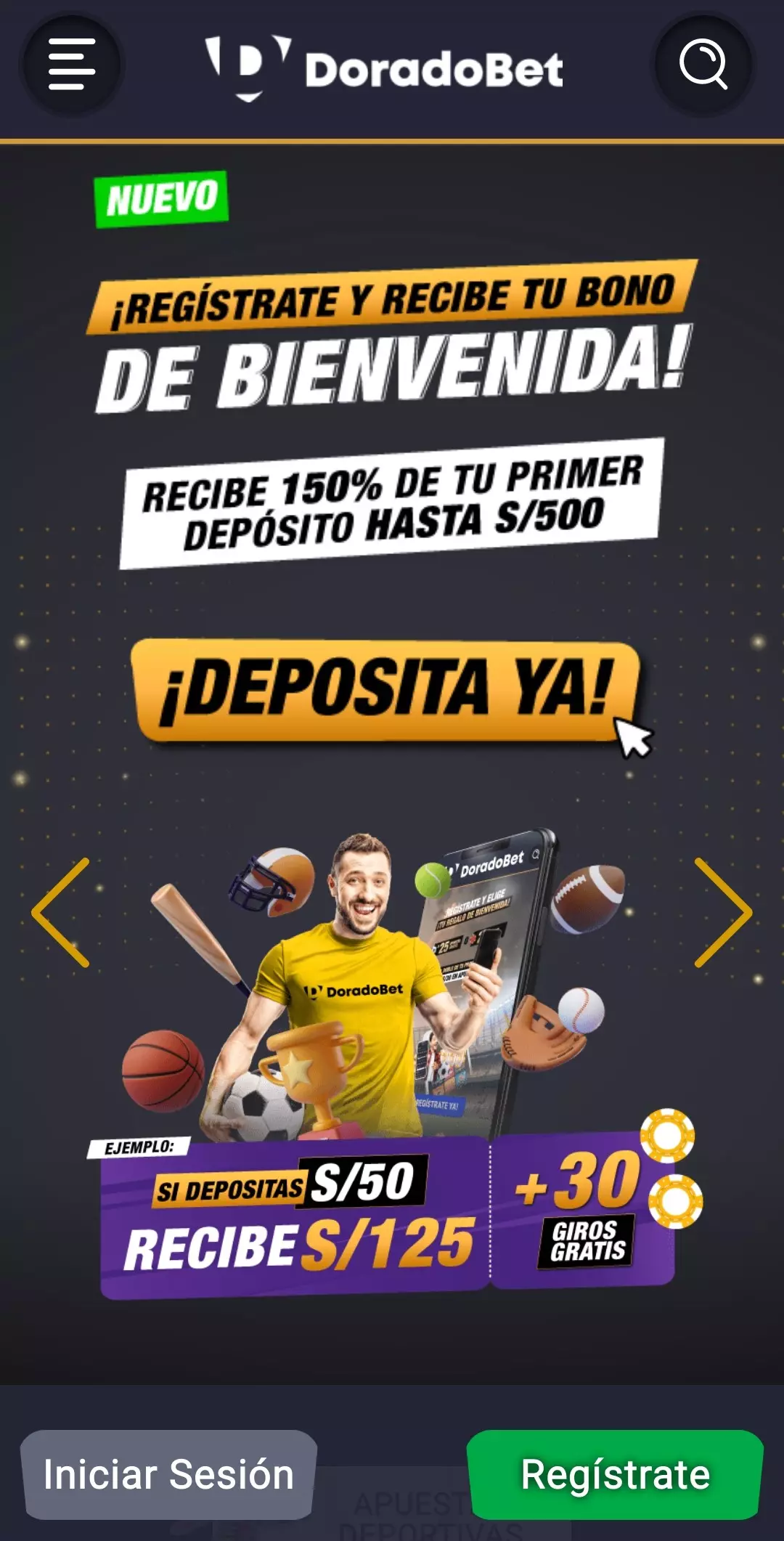 Bono de primer depósito en Doradobet