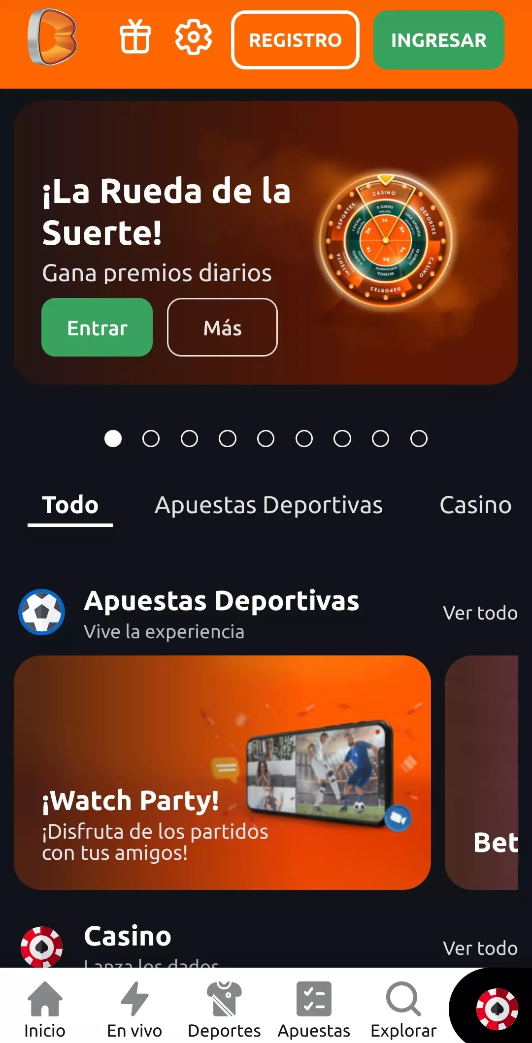 Bonos disponibles en la aplicación Betano
