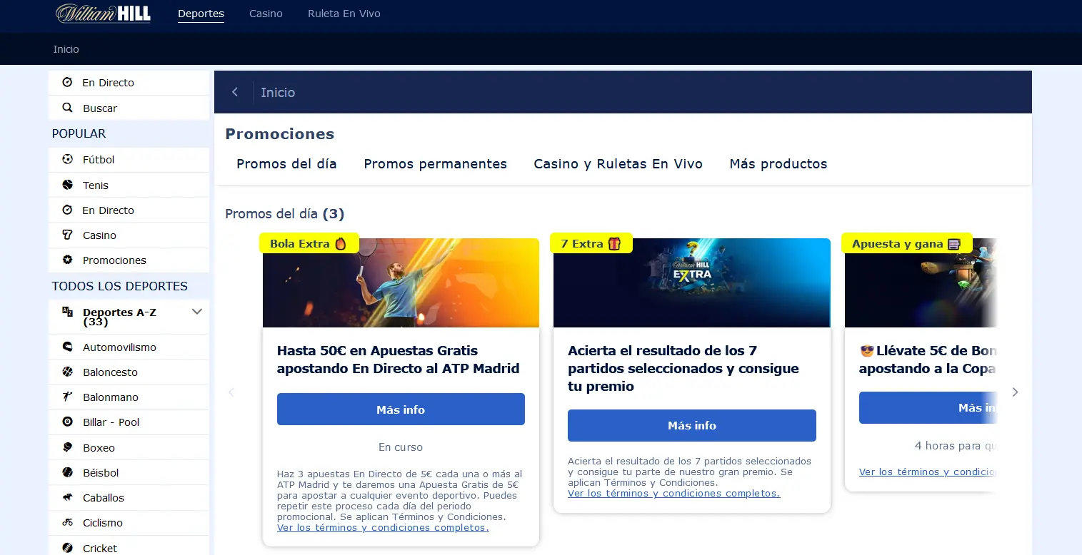 Bonos en William Hill