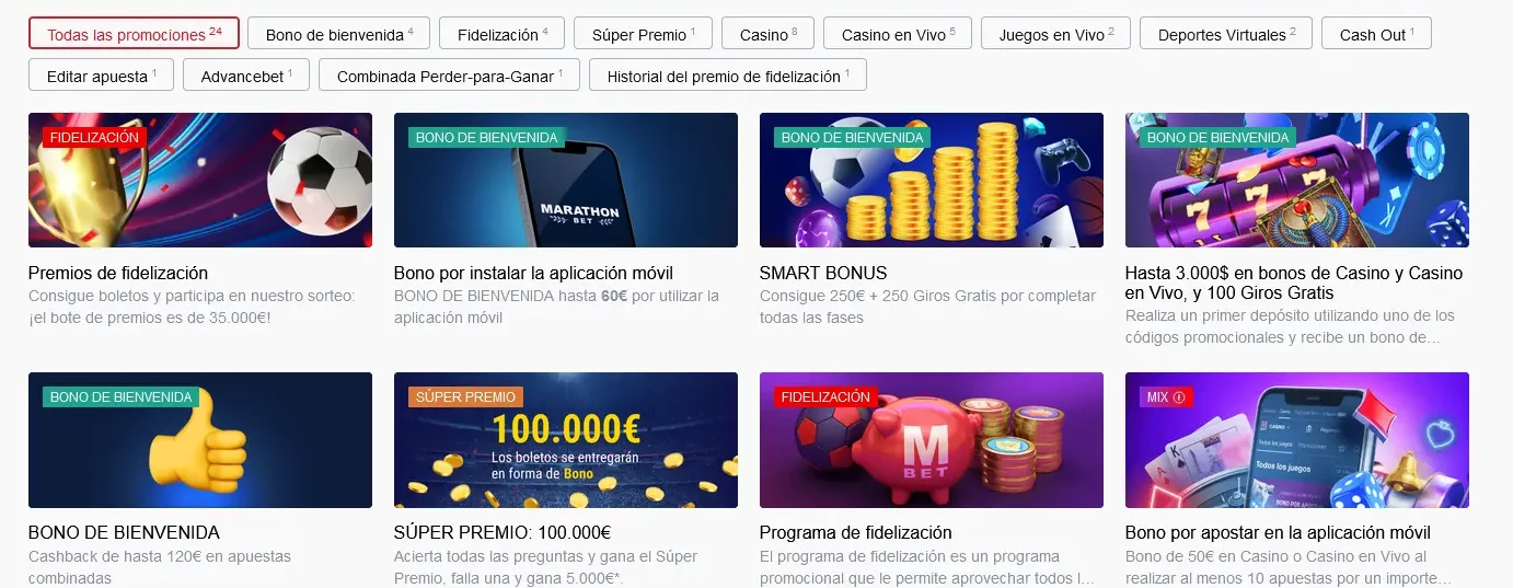 Bonos y promociones en Marathonbet