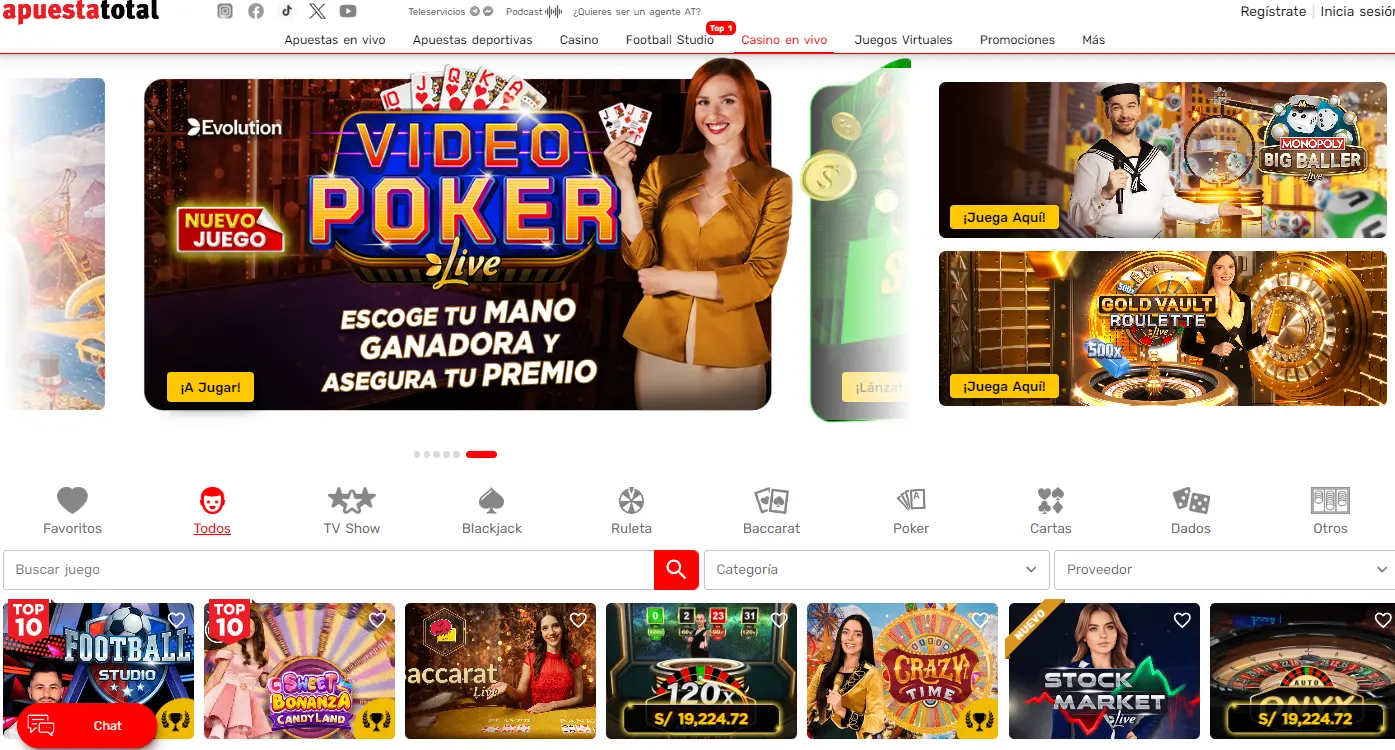 Casino en vivo en Apuesta Total