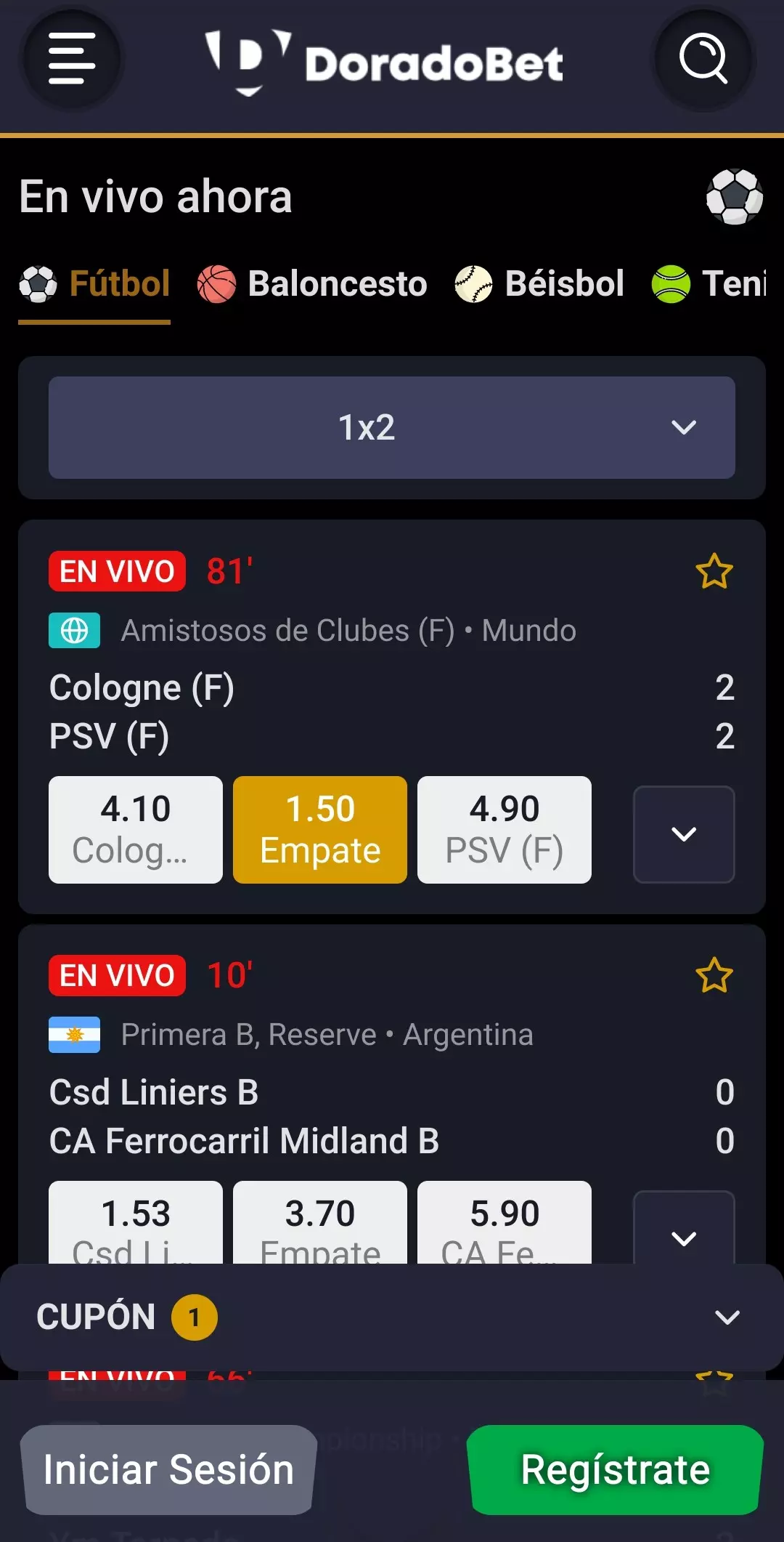 Cómo realizar una apuesta en la aplicación móvil de Doradobet