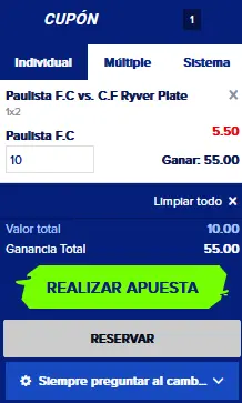 Cupón de apuestas Sportaza