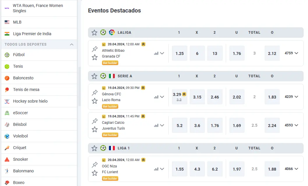 Deportes en 20Bet