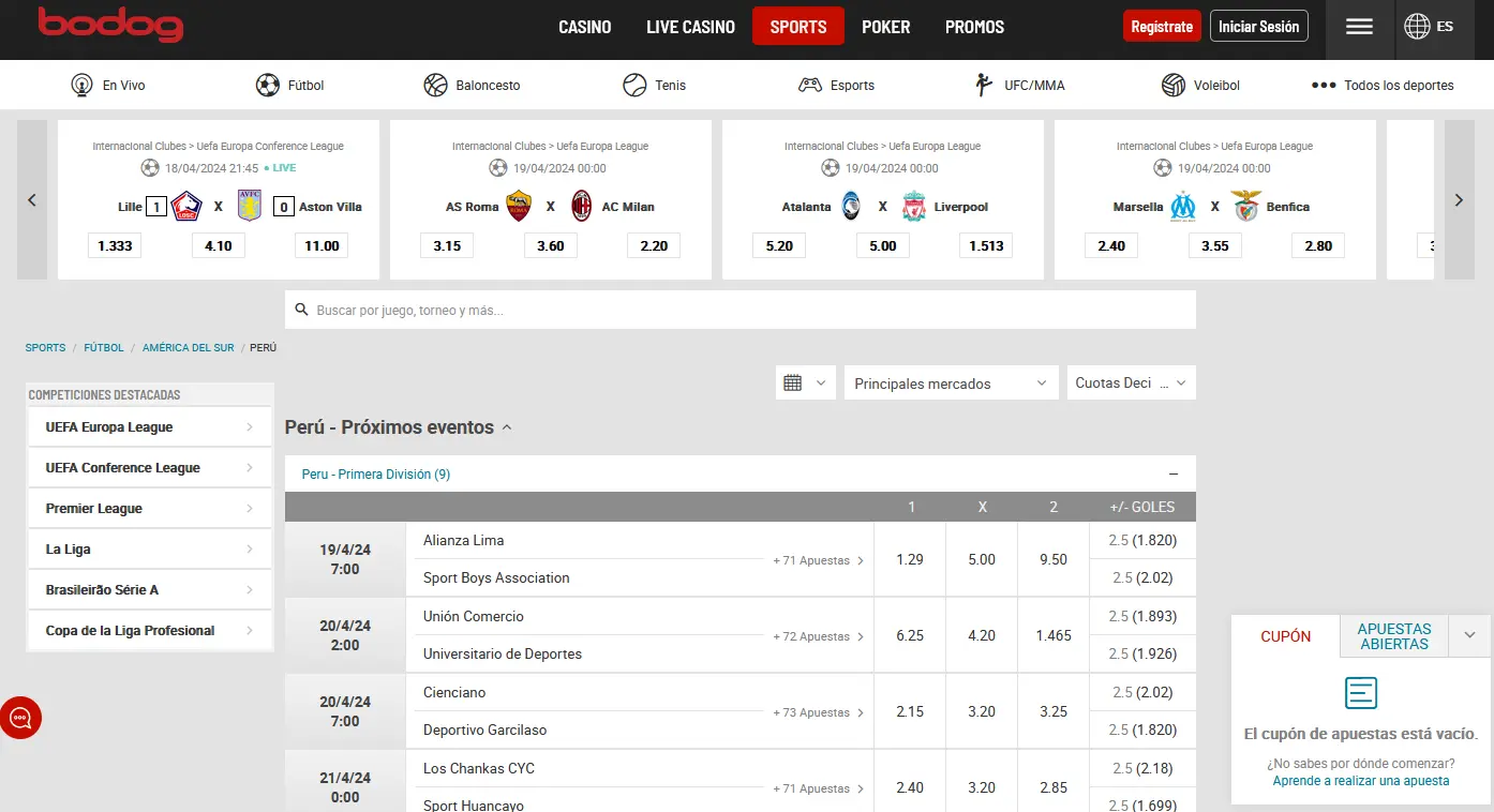 Deportes en Bodog