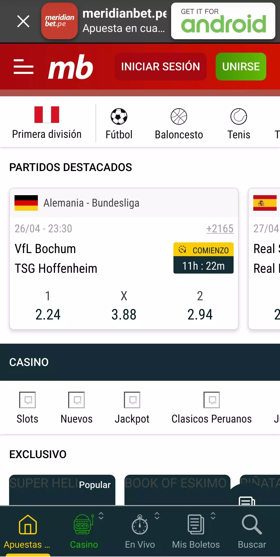 Descargar la aplicación Meridianbet