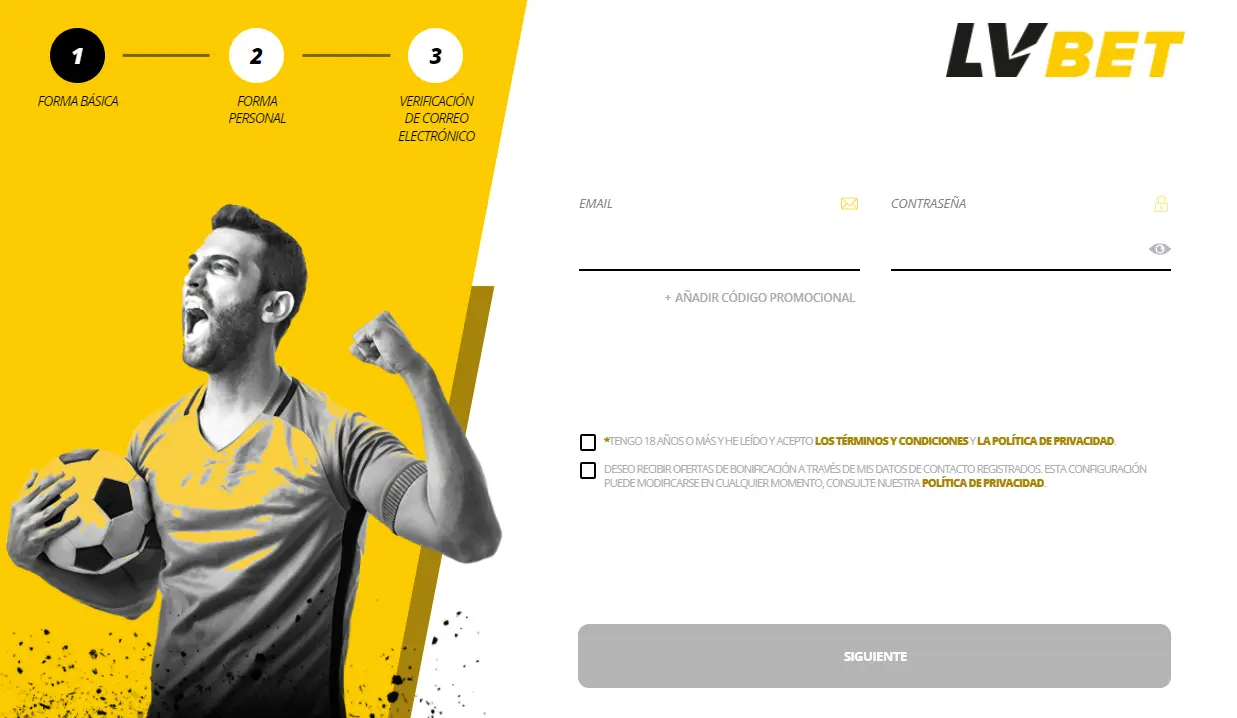 El primer paso para registrarse en LV Bet