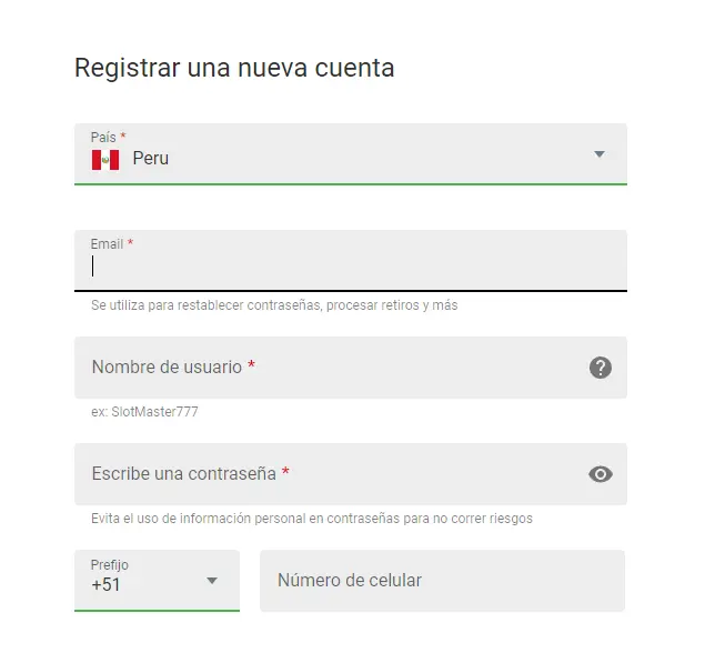 El primer paso para registrarse en Spin Casino