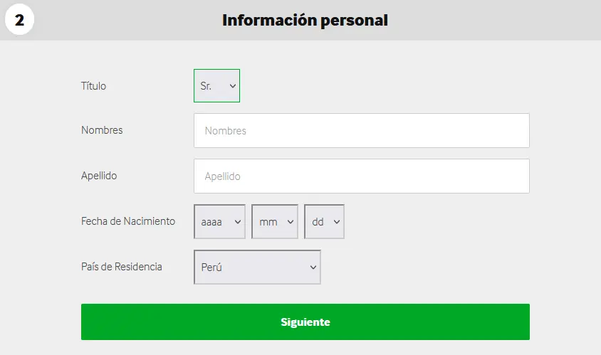El segundo paso para registrarse en Betway El segundo paso para registrarse en Betway
