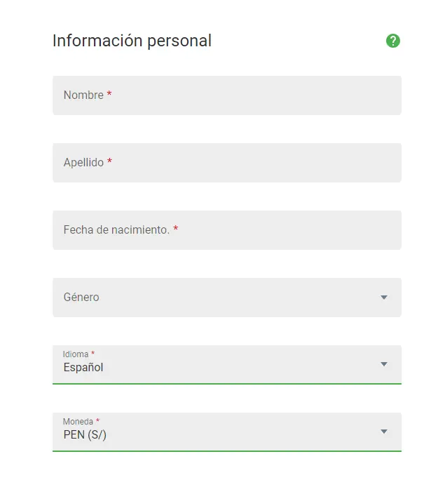 El segundo paso para registrarse en Spin Casino