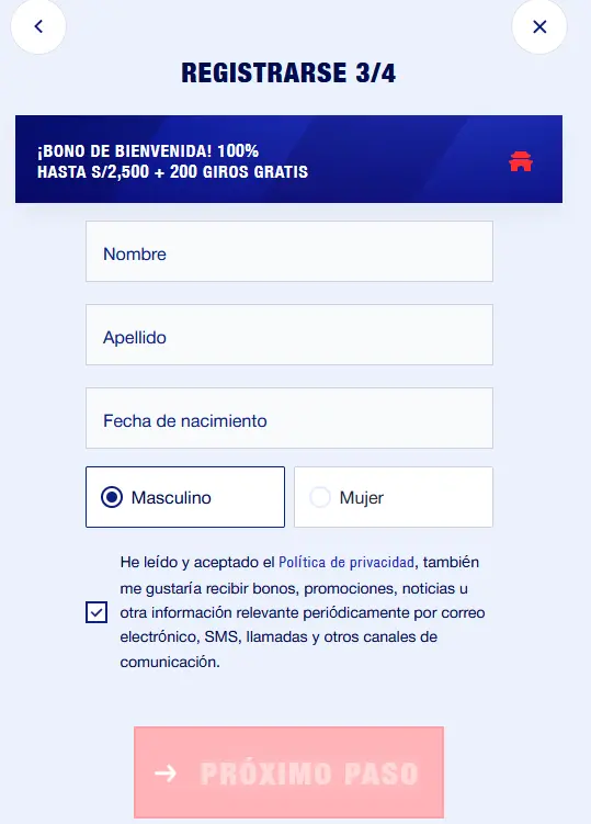 El tercer paso para registrarse en Bankonbet