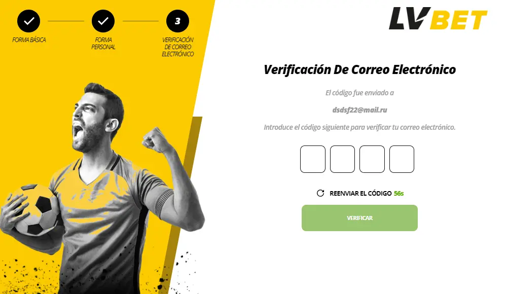 El tercer paso para registrarse en LV Bet