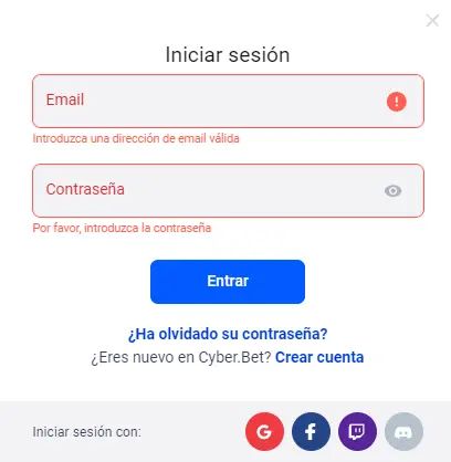 Entrar en CyberBet