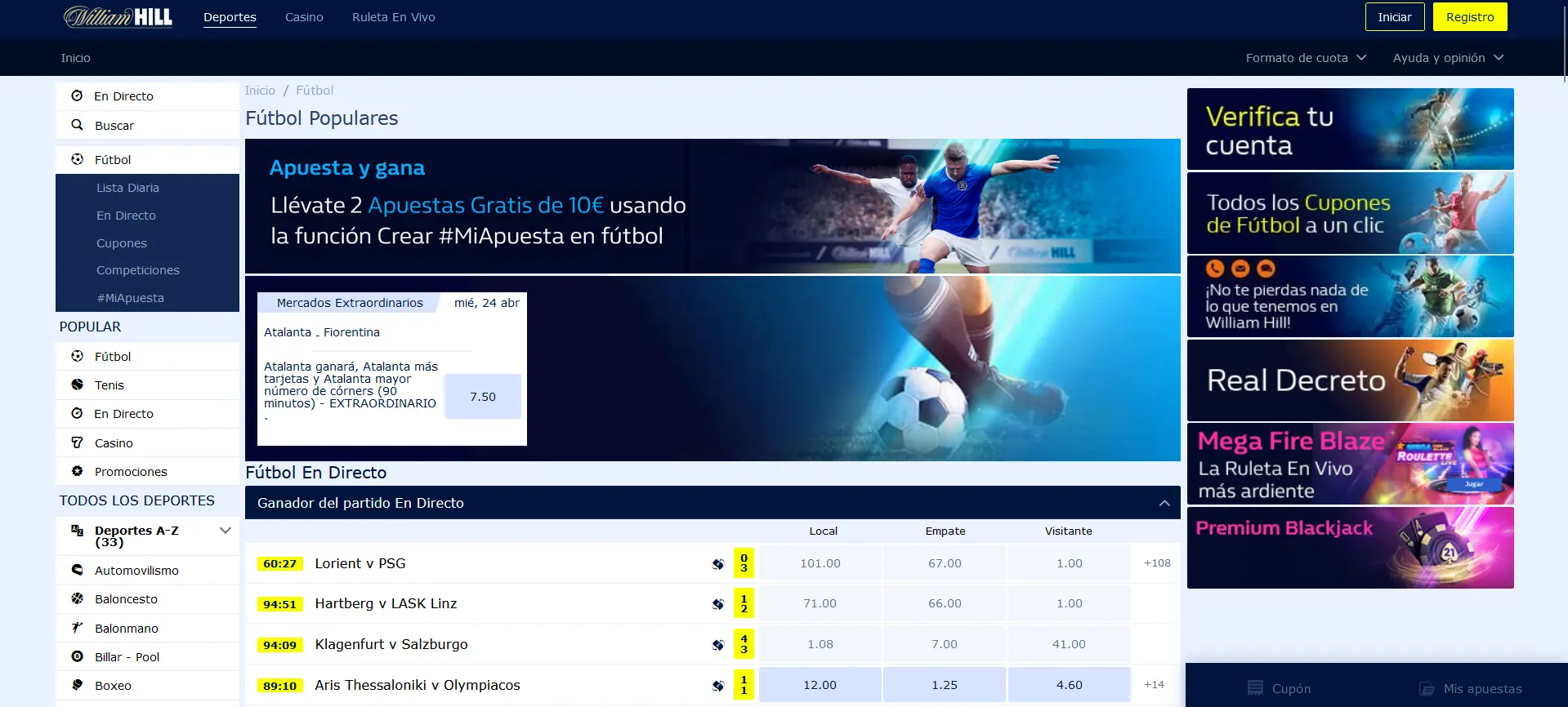 Fútbol en William Hill