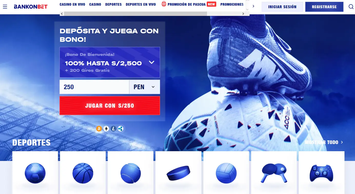 Página de inicio en Bankonbet