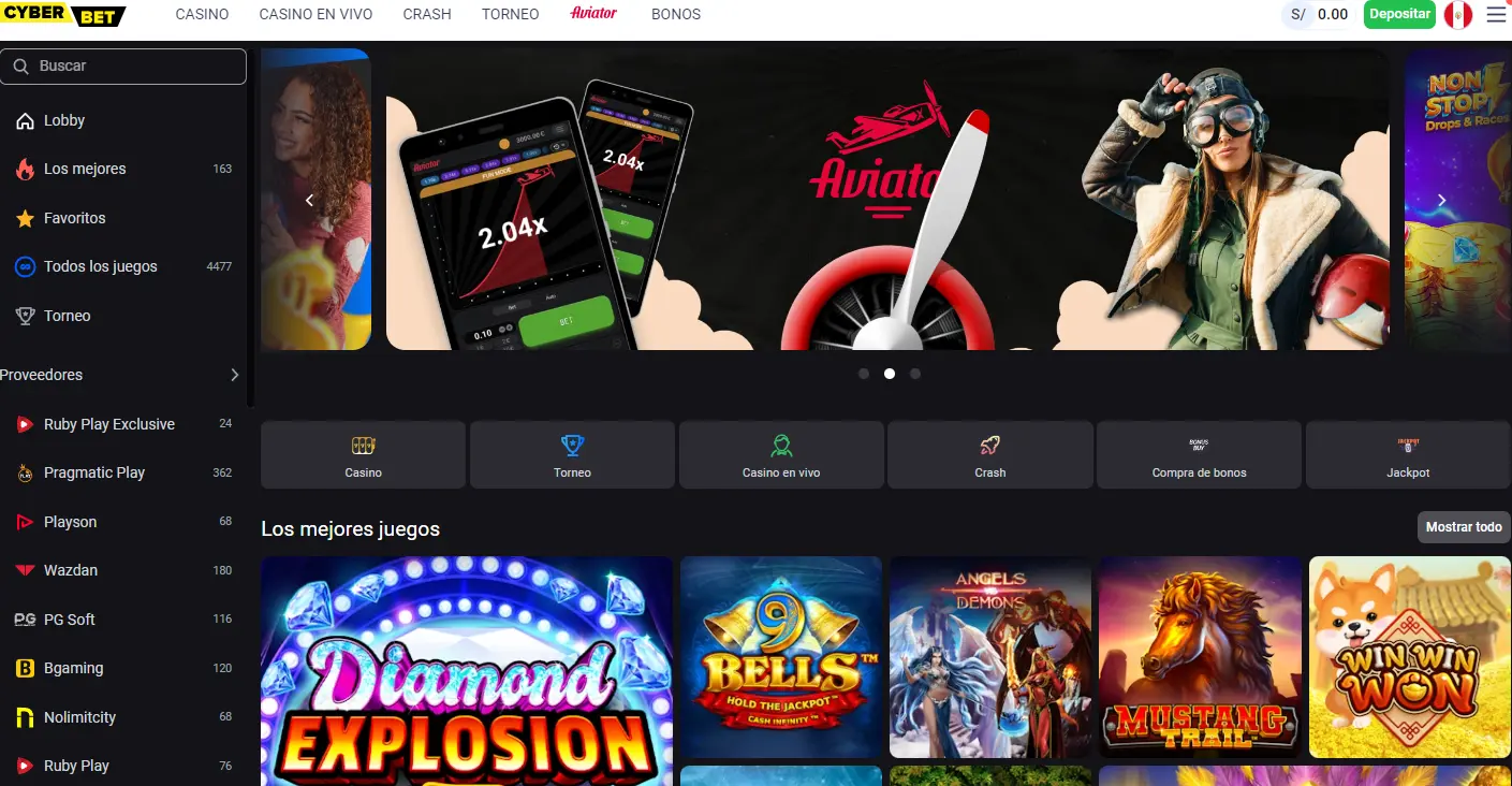 Página de inicio en CyberBet