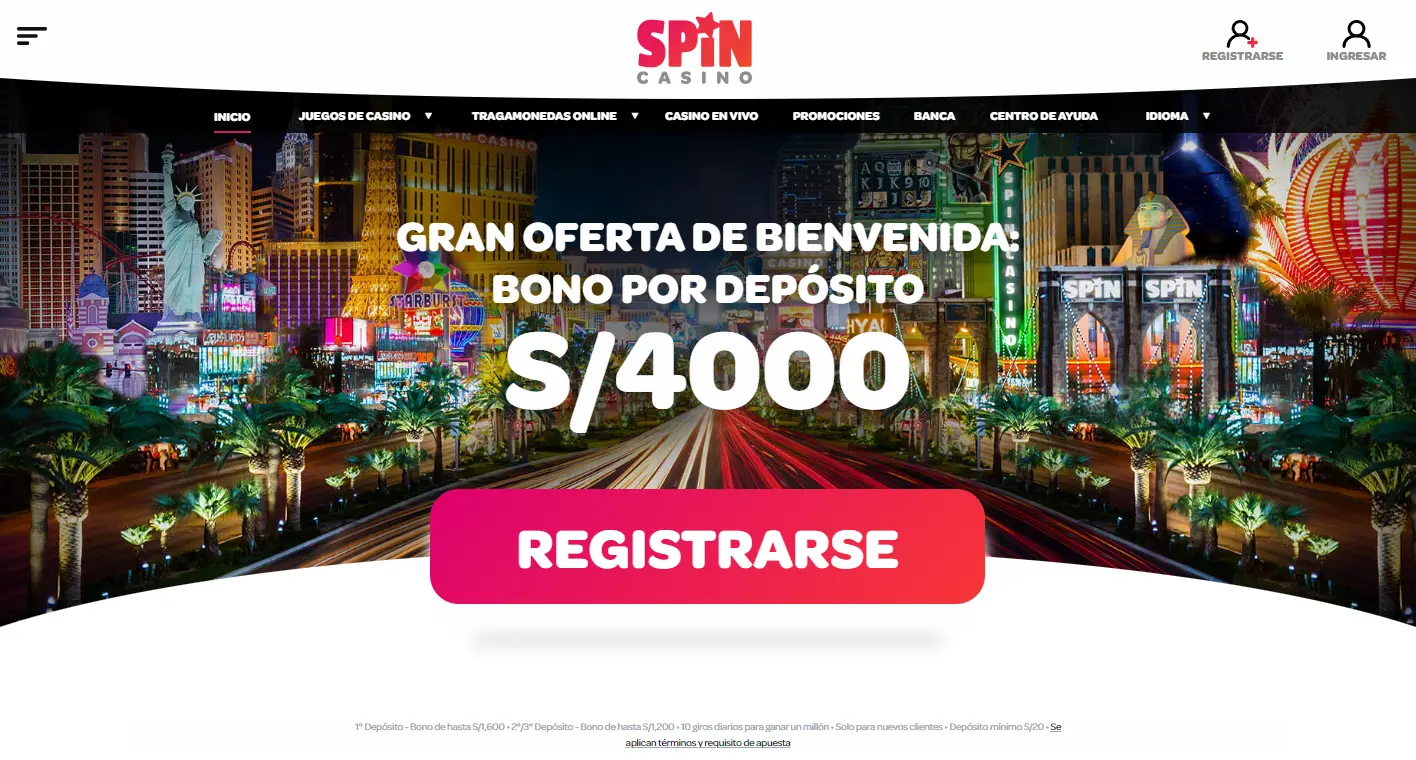 Página de inicio en Spin Casino