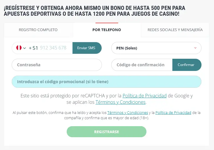 Registo Por Telephono en 22Bet