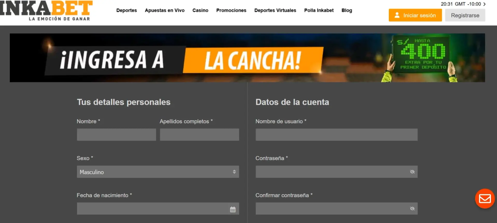 Cómo registrarse en Inkabet