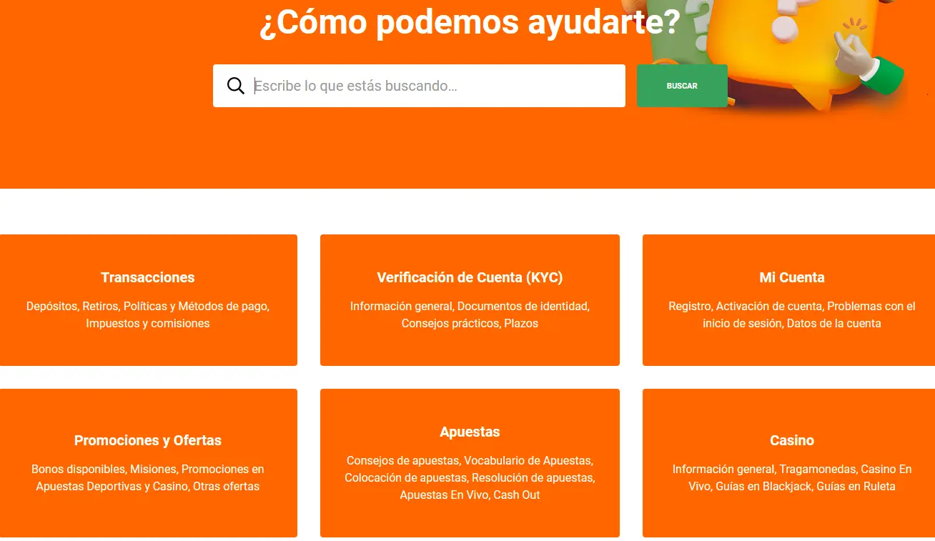 Servicio de soporte de Betano