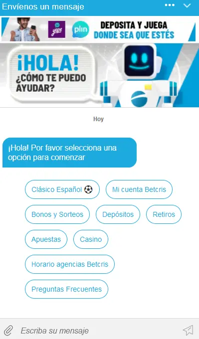 Servicio de soporte de Betcris