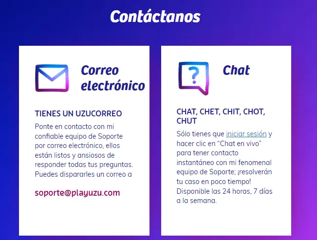 Servicio de soporte de PlayUZU