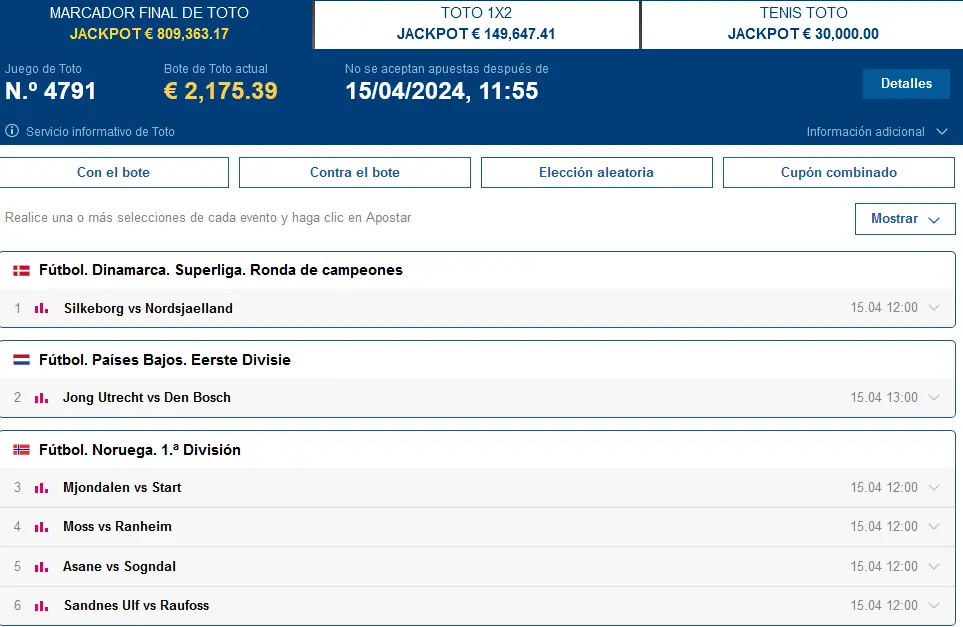 Toto en Marathonbet