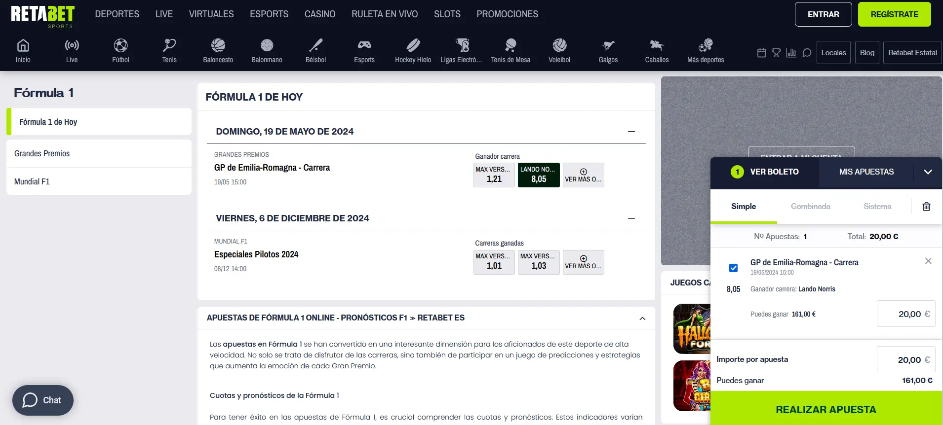 Cómo apostar en la Fórmula 1