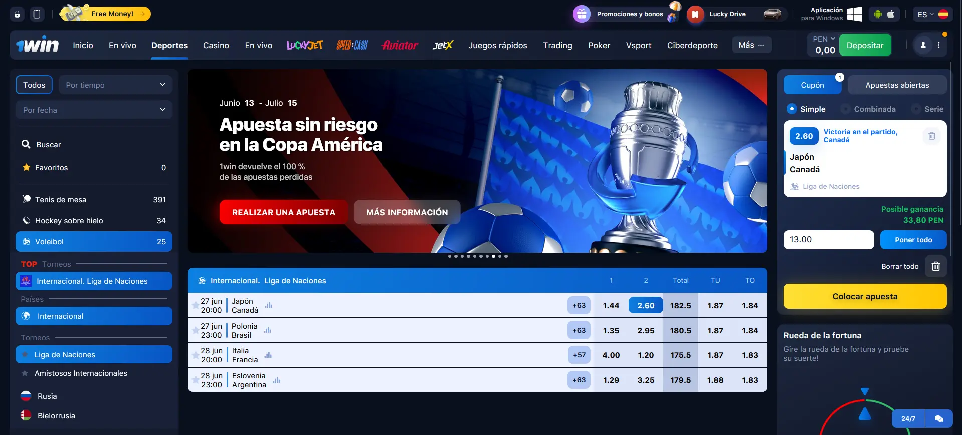 Apuestas de voleibol en 1Win