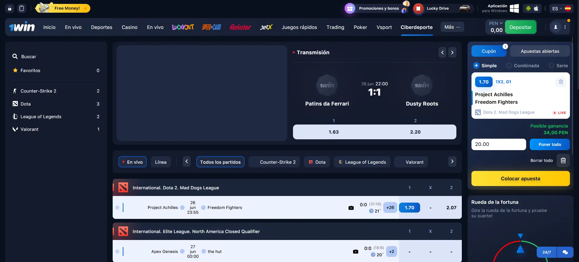 Ciberdeportes en 1Win