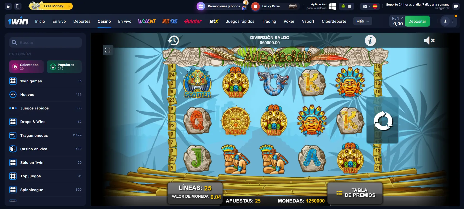 Juegos sudamericanos en 1Win Casino