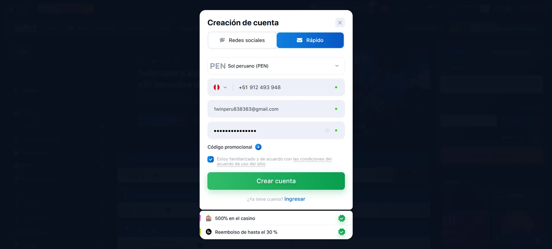 Registro rápido