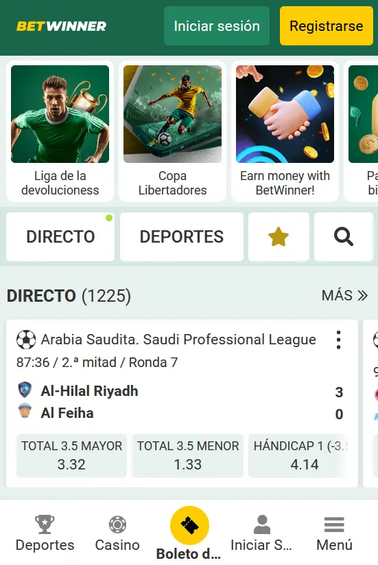 Betwinner en Android