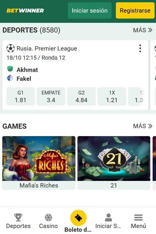 Betwinner en iOS
