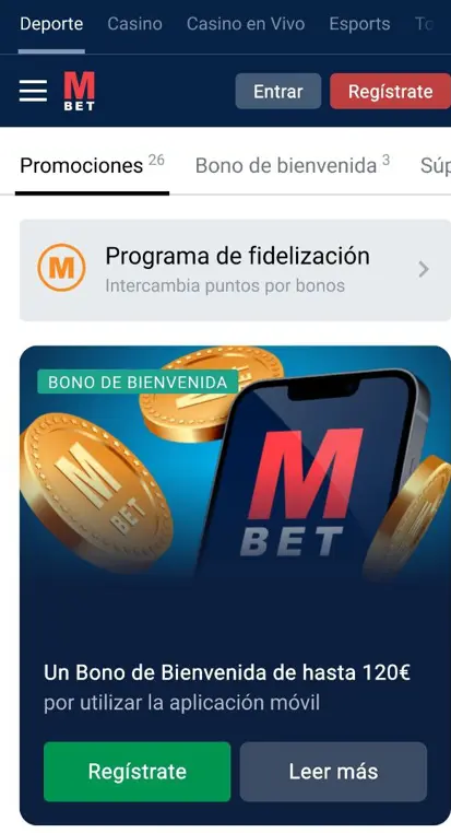 Bonificaciones disponibles en la aplicación Marathonbet