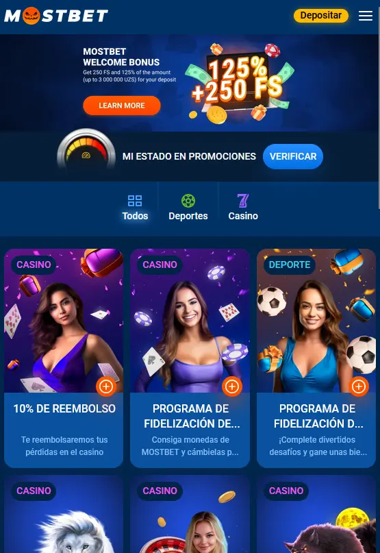 Bonificaciones disponibles en la aplicación Mostbet