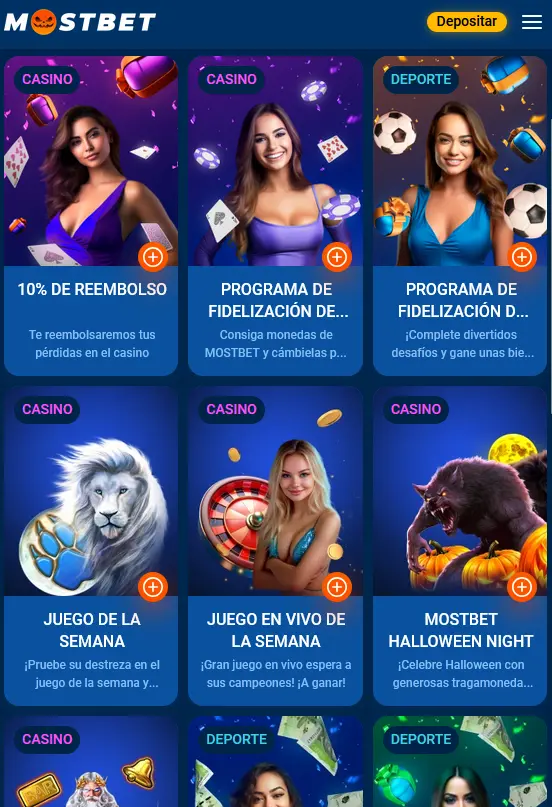 Bonificaciones disponibles en la aplicación Mostbet